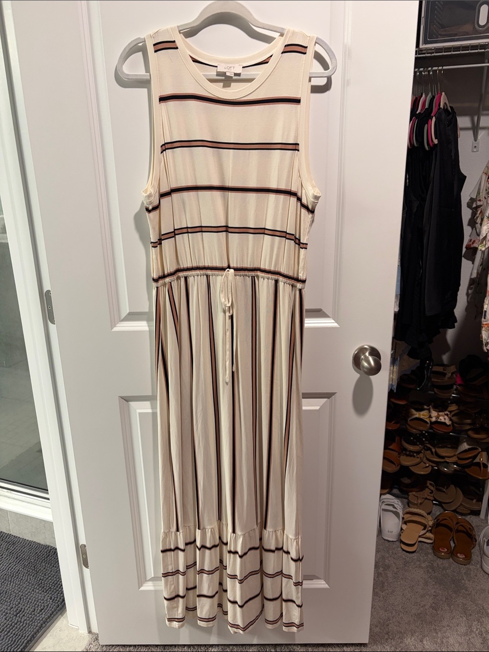 NWOT LOFT Cream Striped Dress